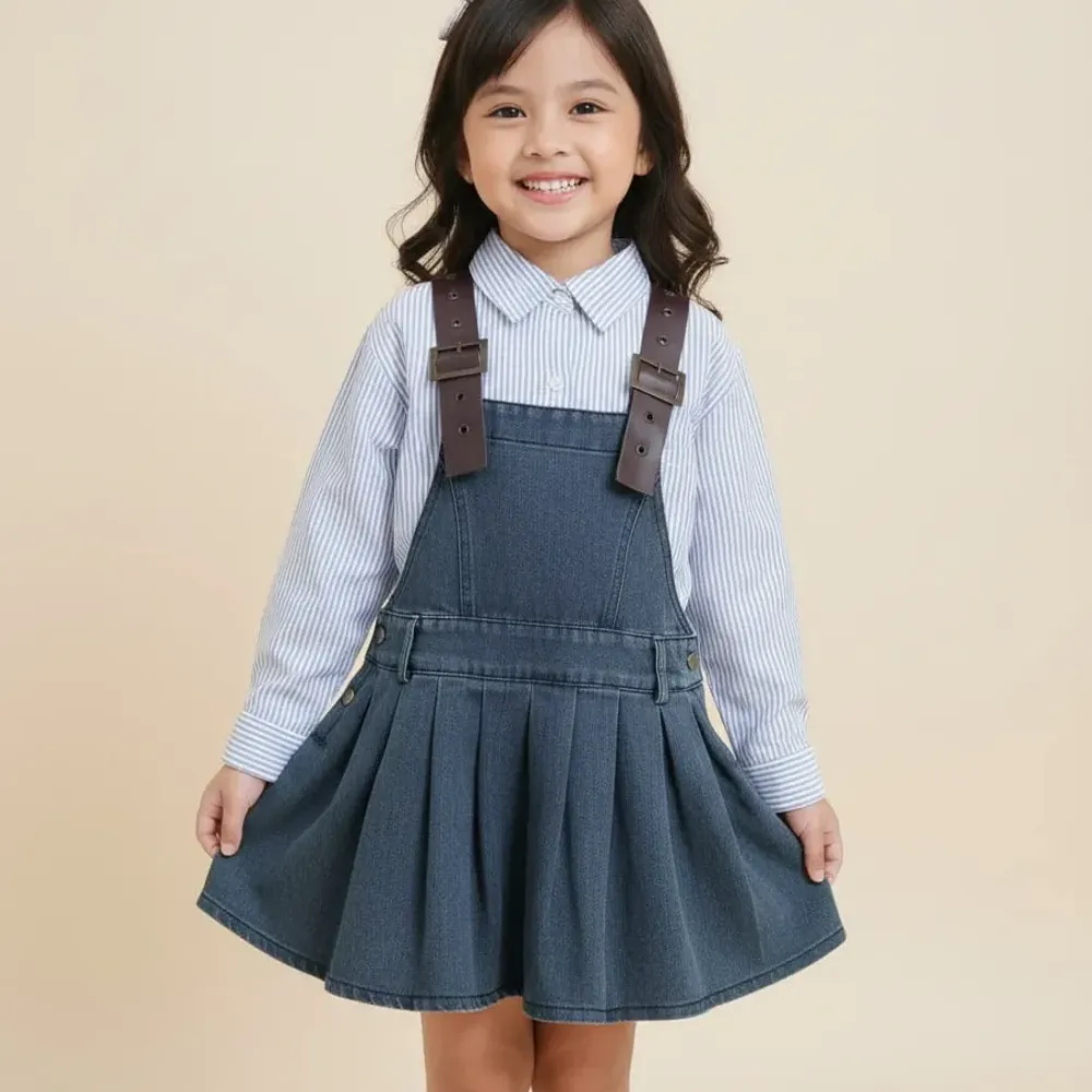 Dress Girl Denim Stripe Suit — tampilan lain