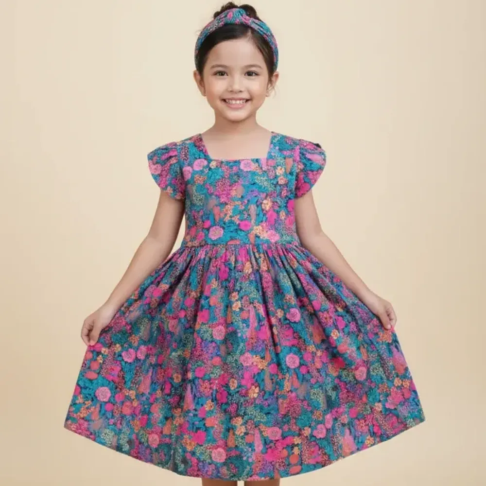 Dress Girl Purple Floral Shine — tampilan lain