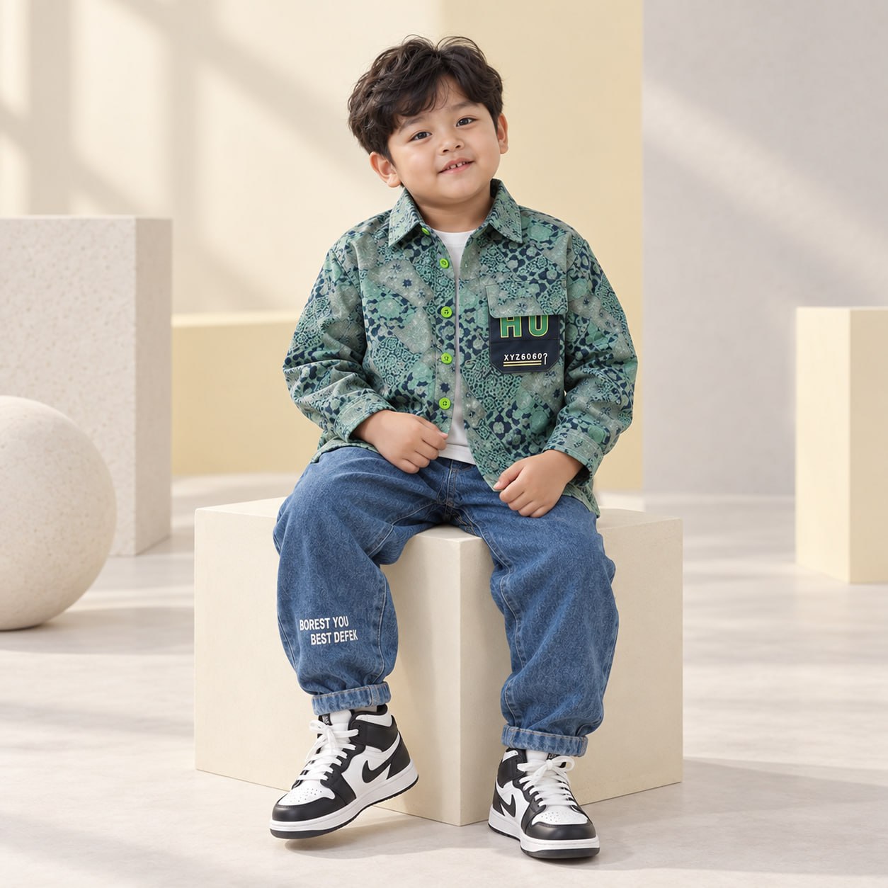 Set Boys Hawaiian Print Casual Style