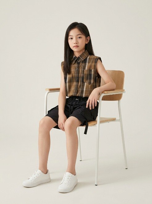 Set Girls Tartan Casual Cargo