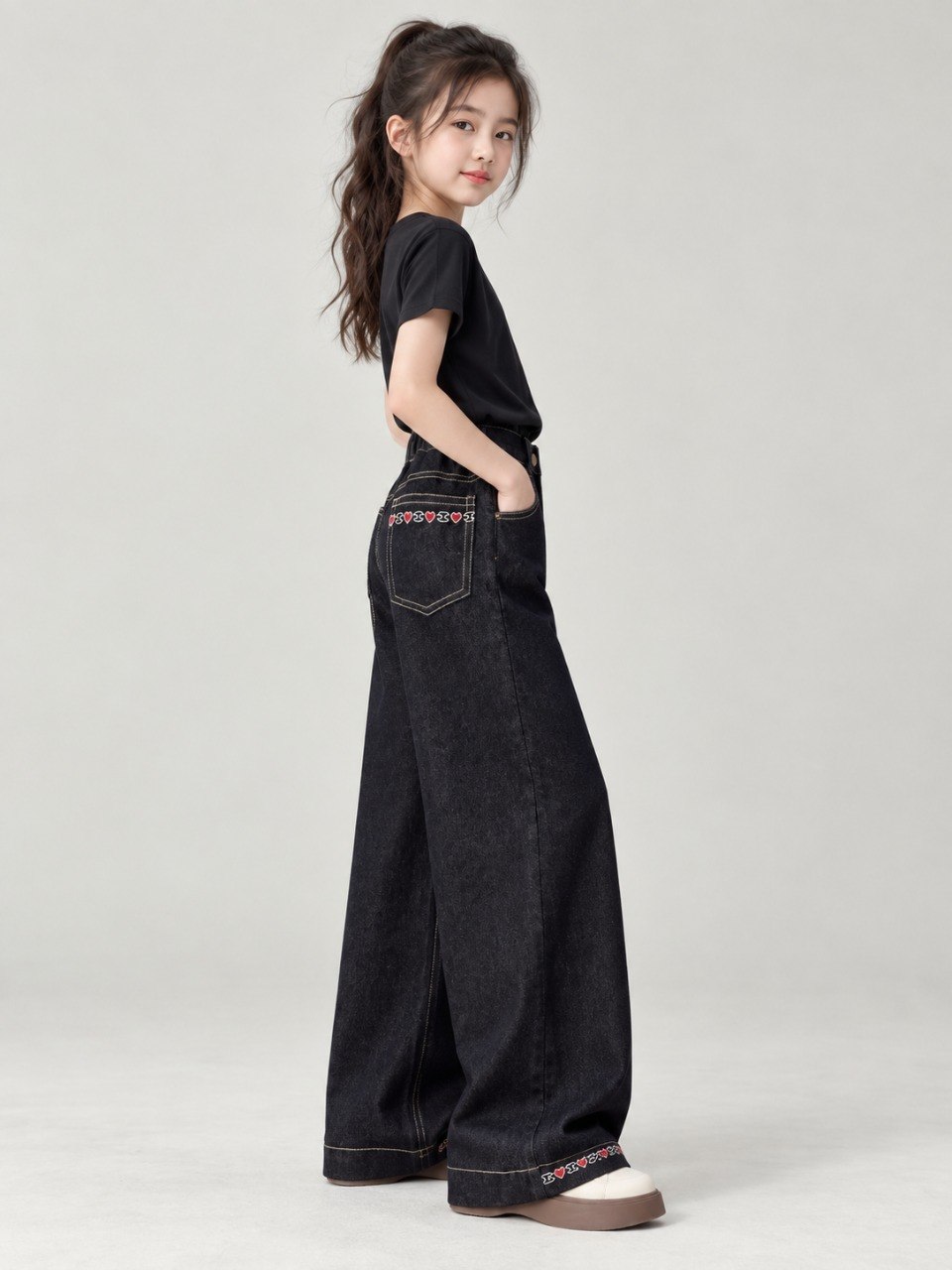 Pants Girl Polished Black Denim