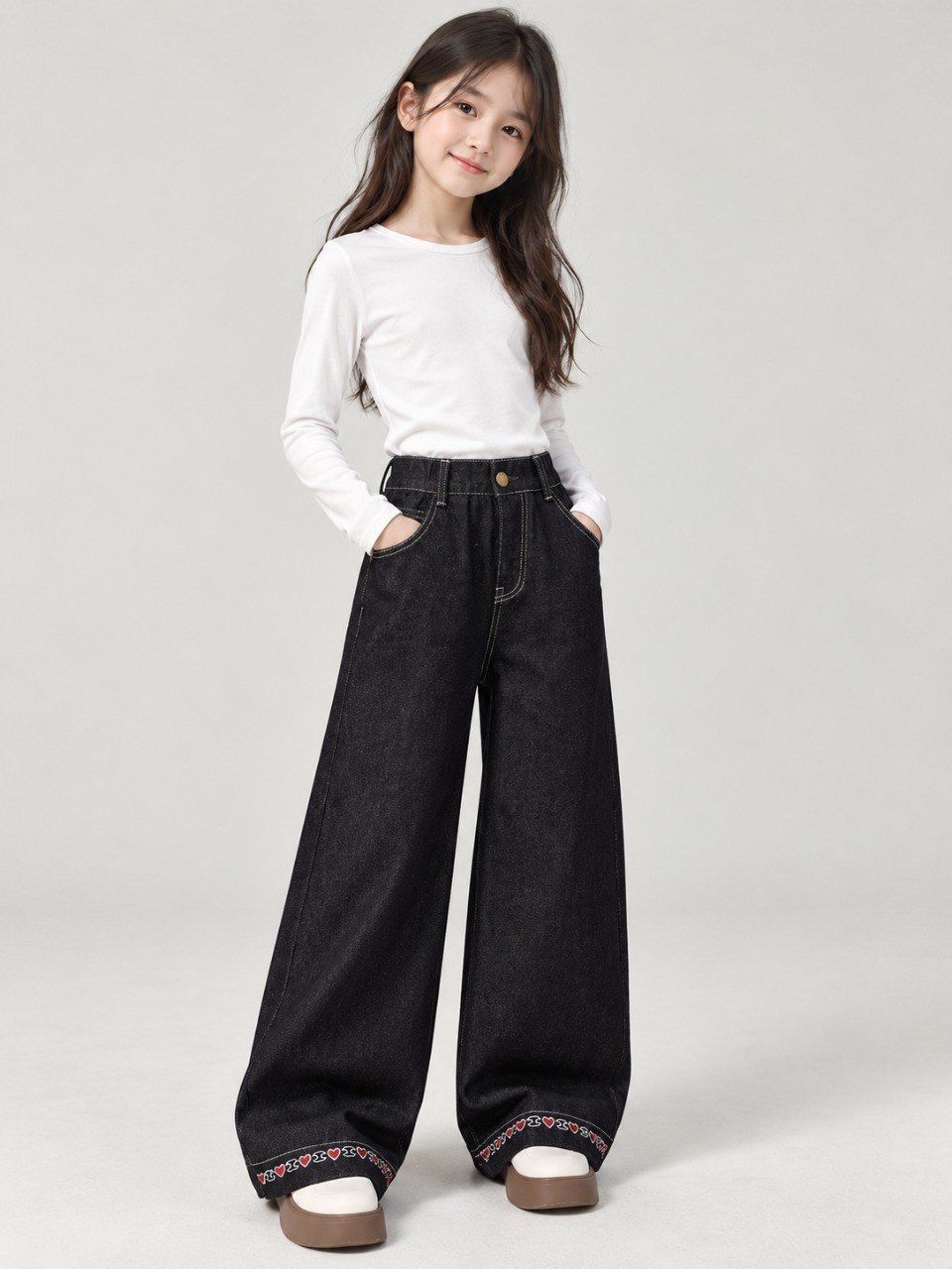 Pants Girl Polished Black Denim - Foto 5
