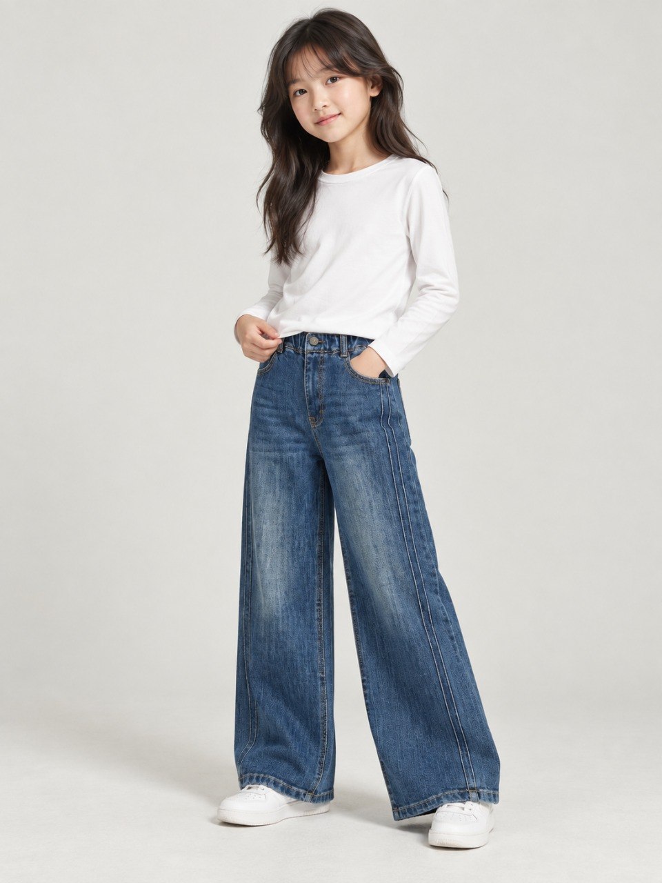 Pants Girls Folk Stripe Denim - Foto 7