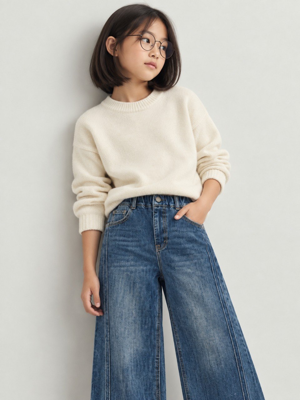 Pants Girls Folk Stripe Denim - Foto 8