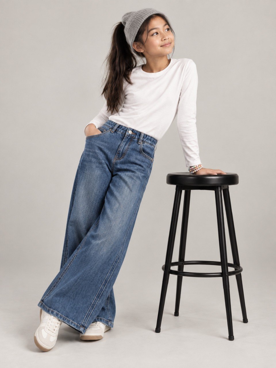 Pants Girls Folk Stripe Denim