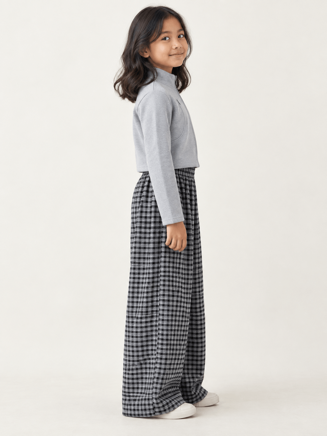 Set Girls Grey Tartan Swag