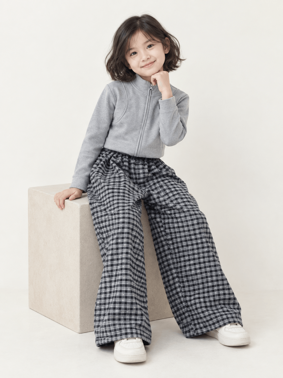 Set Girls Grey Tartan Swag
