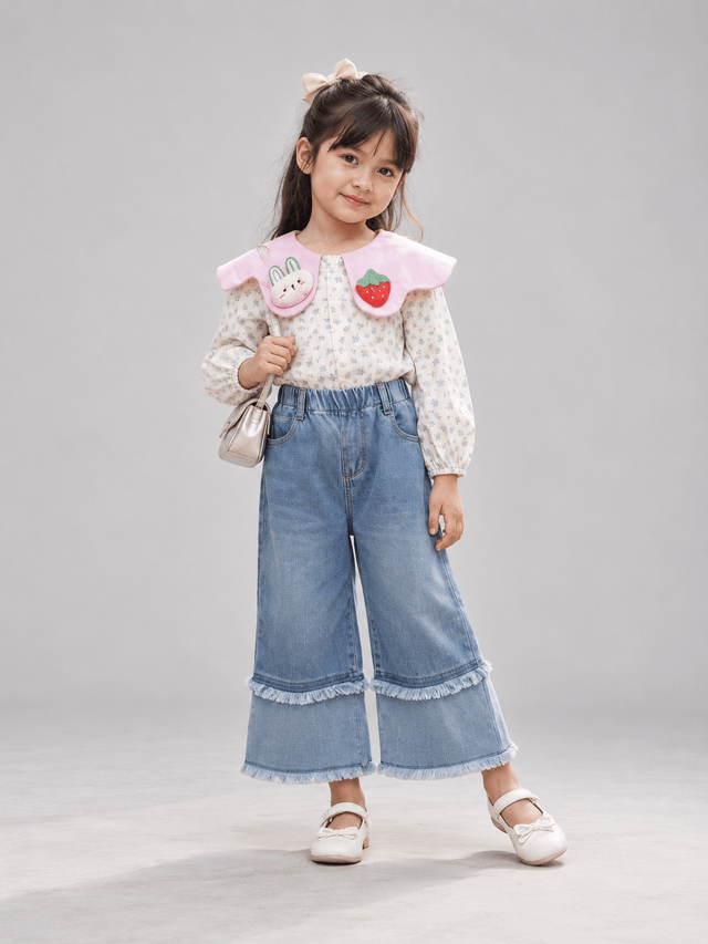 Setelan Strawberry Pompom Pattern Bunny — tampilan lain