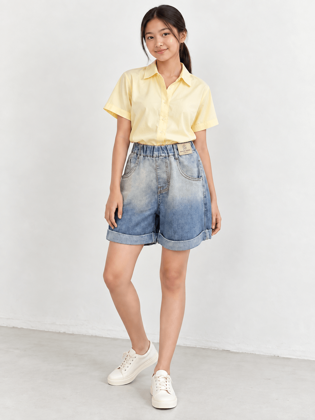 Pants Girl Short Ori Denim