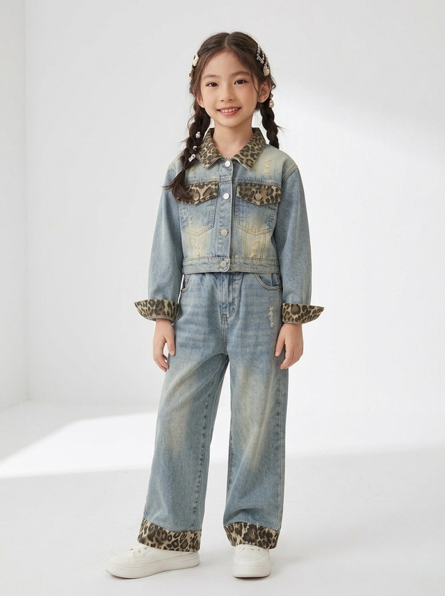 Set Girls Amber Tiger Denim — tampilan lain