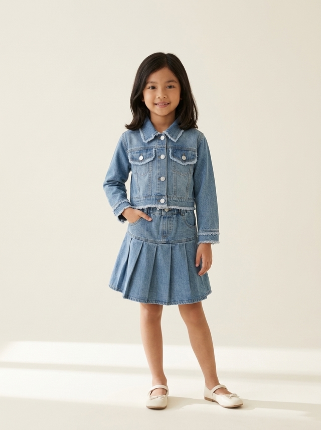 Set Girls Crow Skirt Denim — tampilan lain