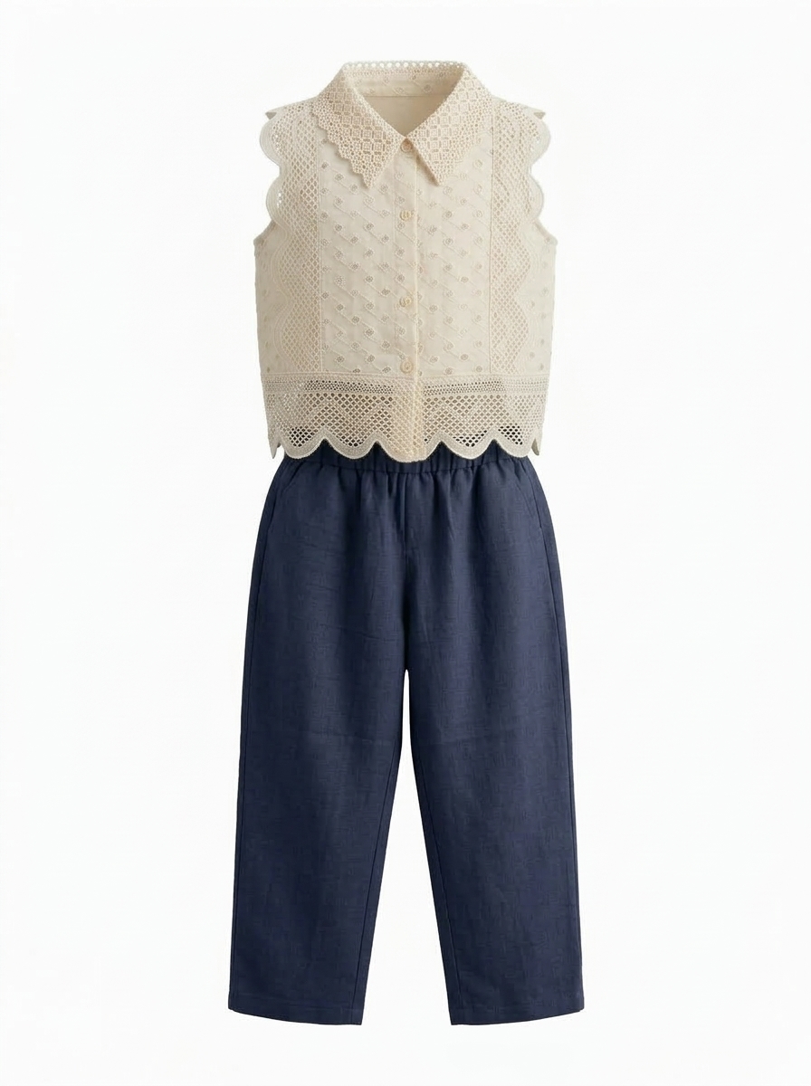 Set Girls Eyelet Sleeveless