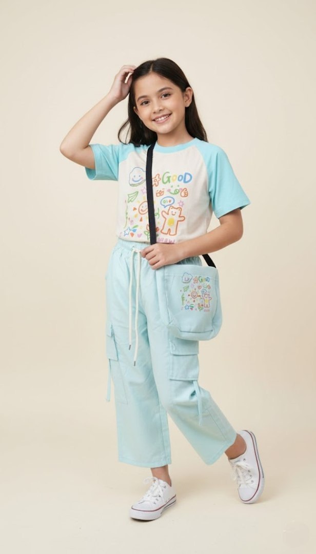 Set Girls Joyful Pattern Cargo