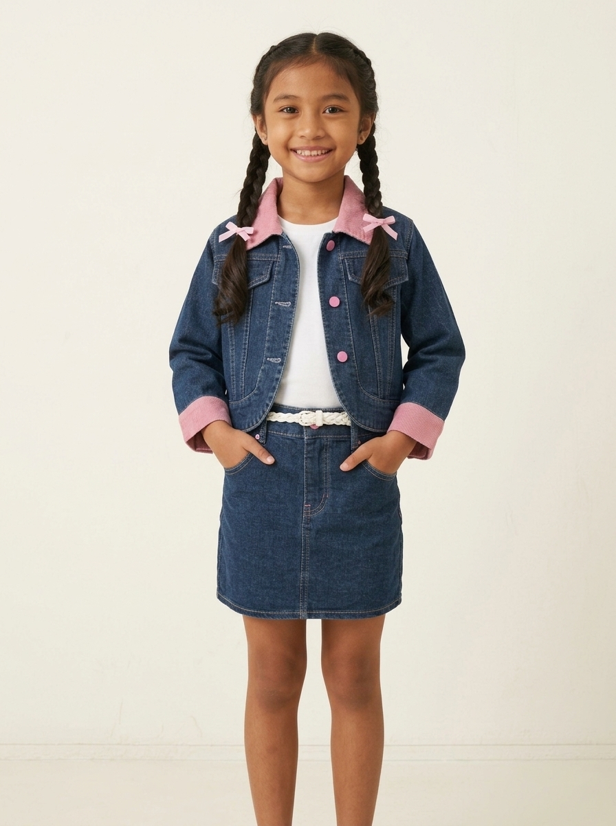 Set Girls Pink Collar Denim - Foto 1