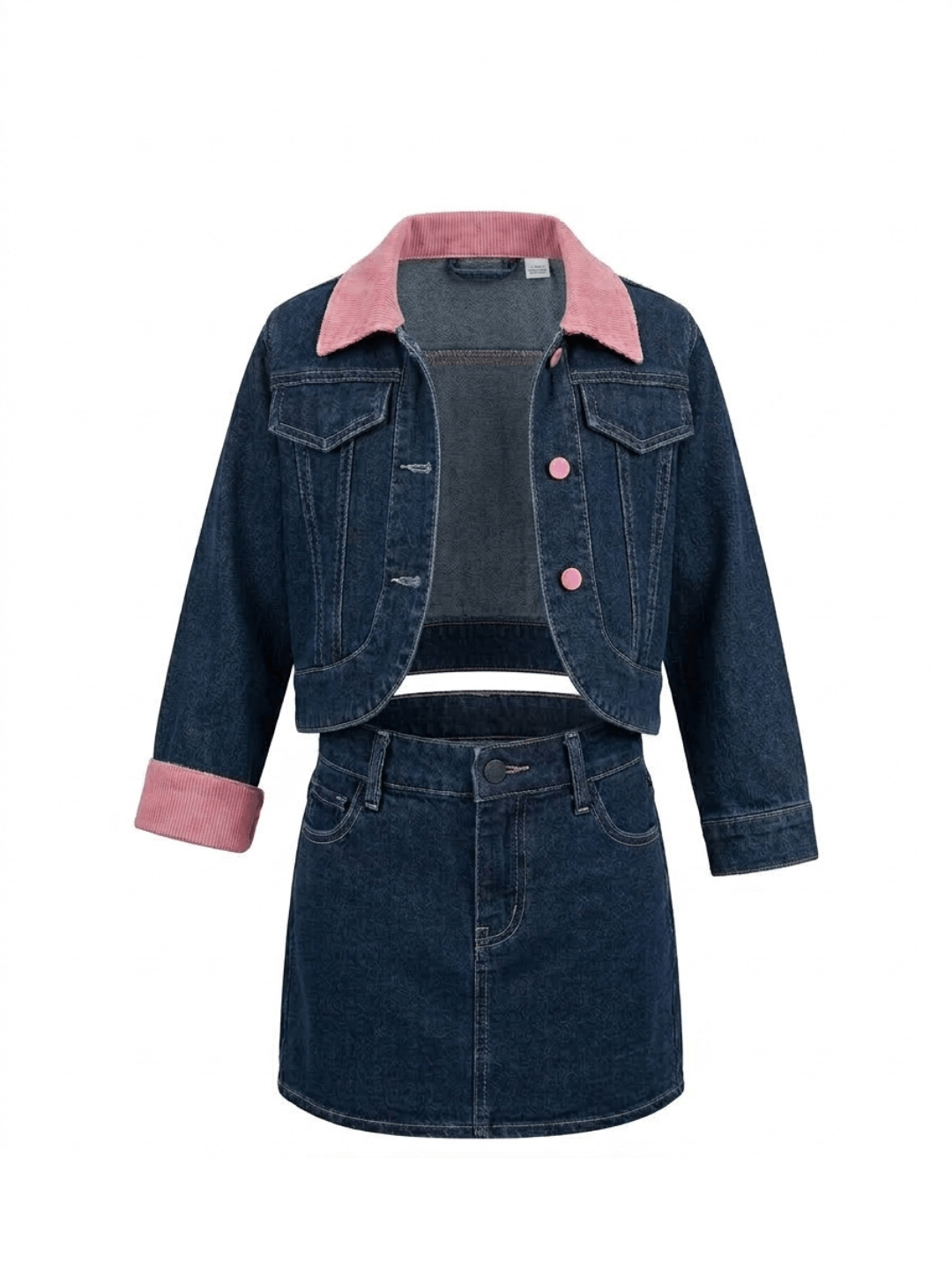 Set Girls Pink Collar Denim