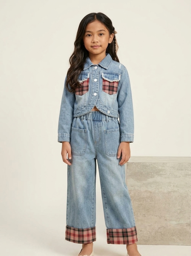 Set Girls Red Pocket Denim — tampilan lain