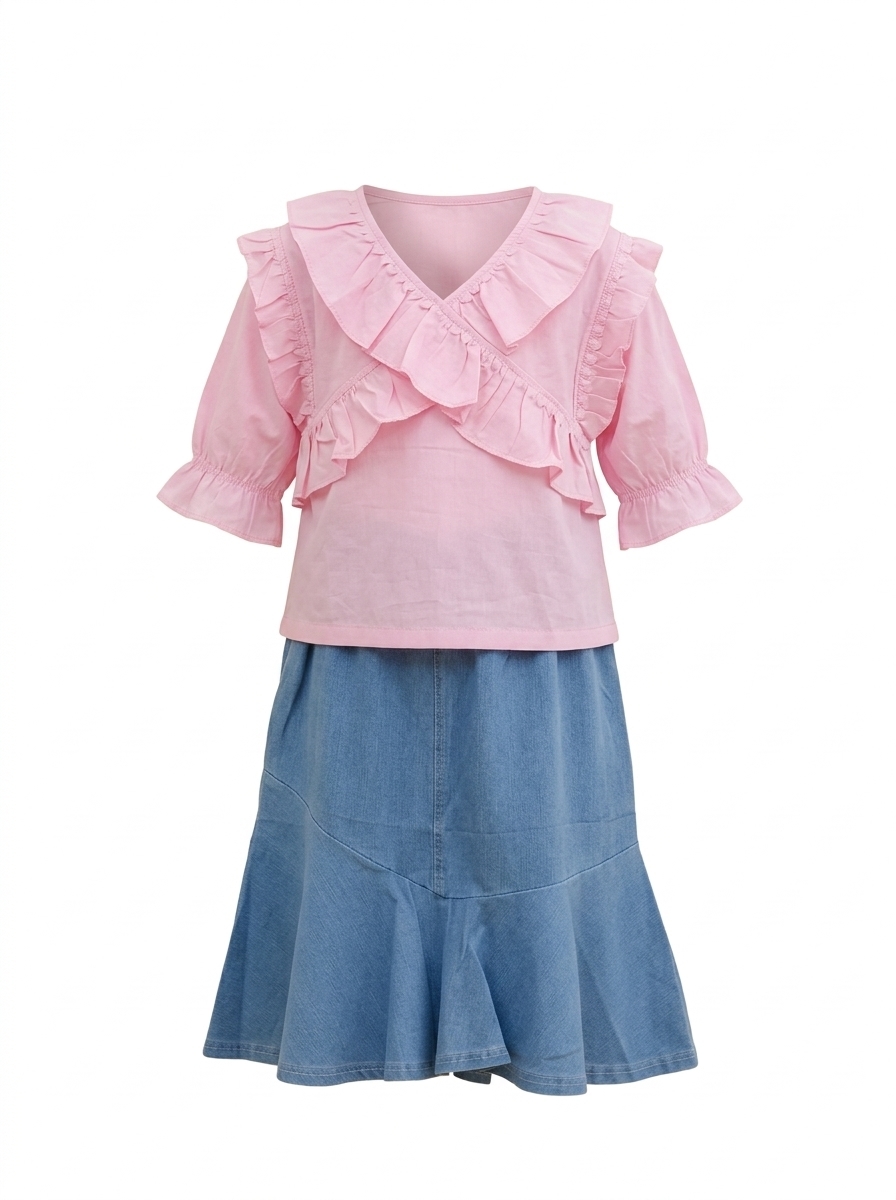 Set Girls Ruffle Denim Duo