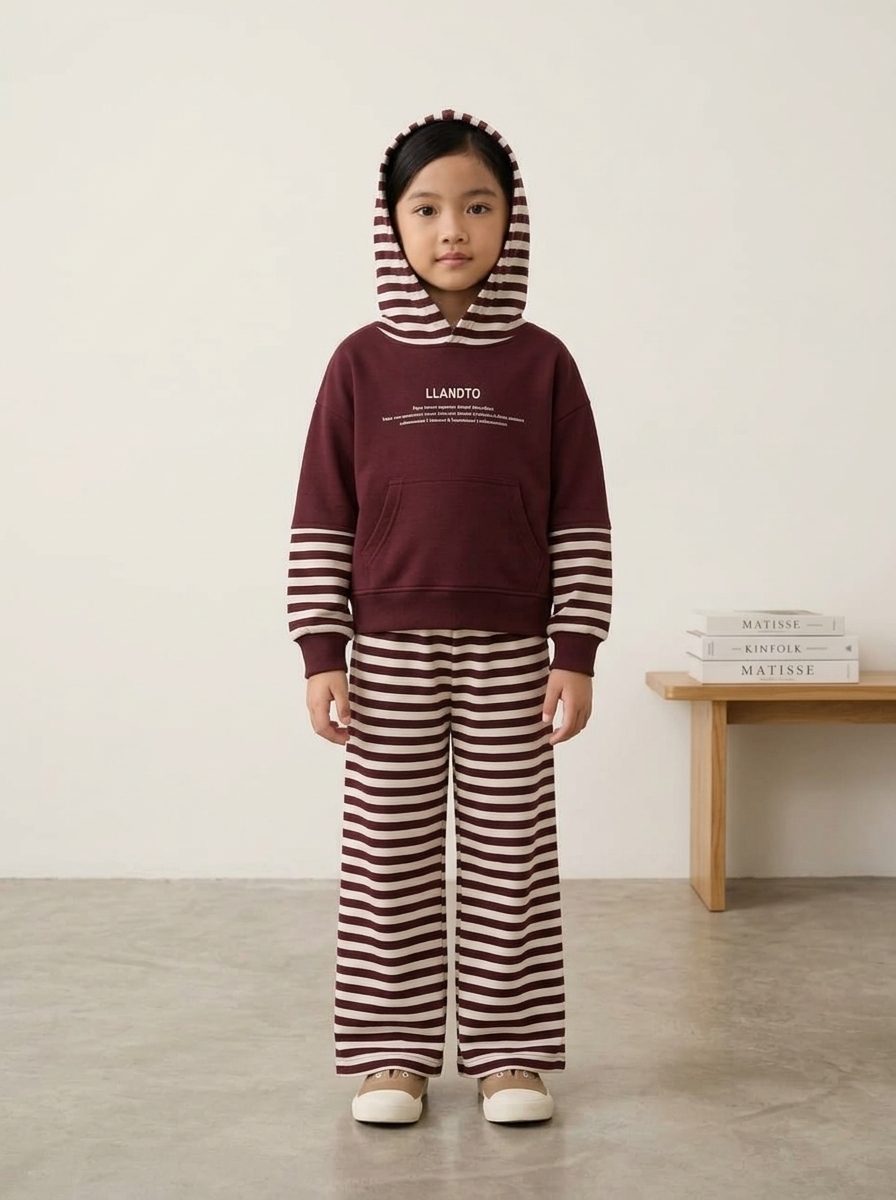 Set Girls Stripe Black Hoodie