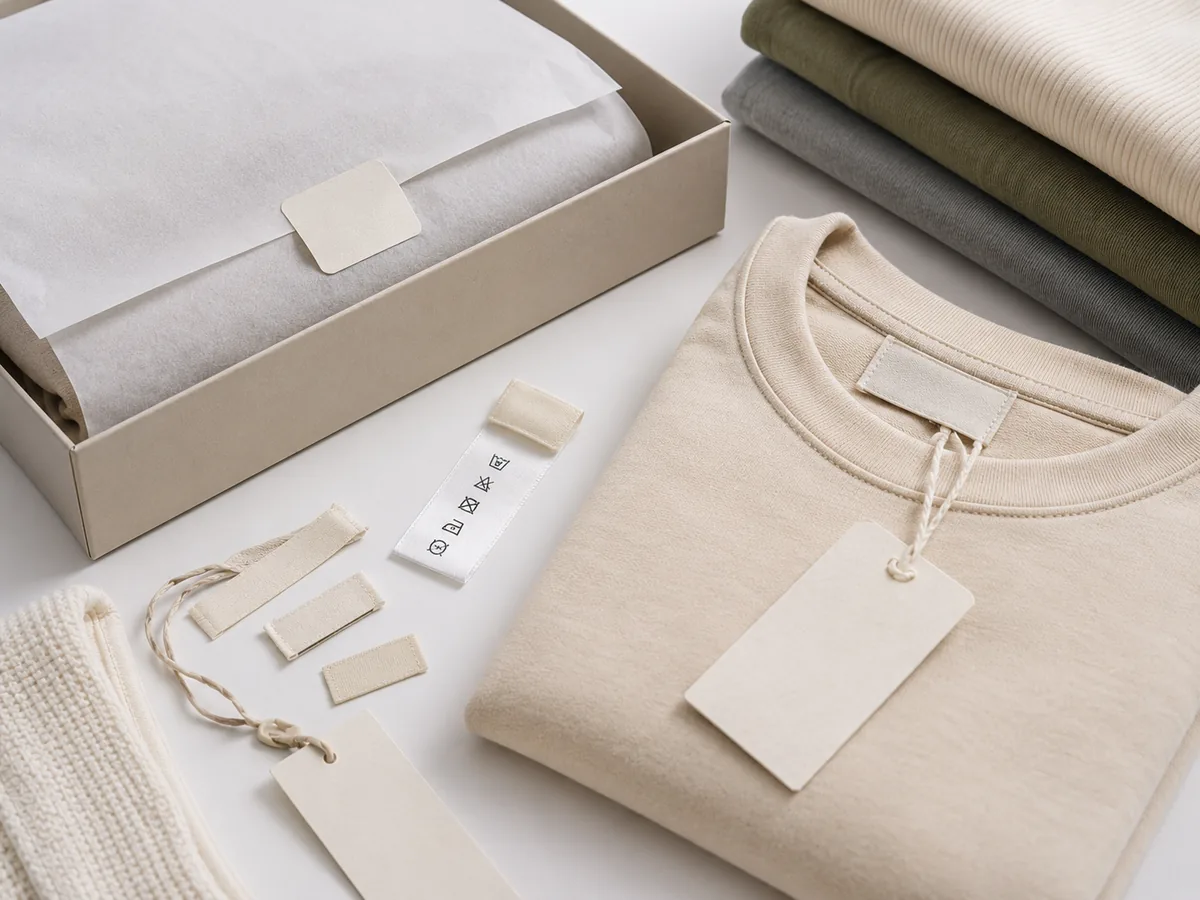 Private label packaging — box, hang tags and care labels